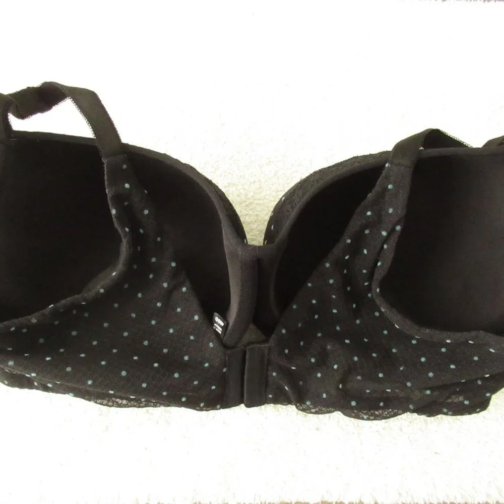 Torrid Curve Bra 40DD Black Blue Polka Dot Underwire Padded Plus Size - Picture 5 of 8